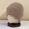 Autumn and winter casual versatile rhinestone rabbit fur wool hat women's fashion heavy industry cold hat warm windproof cover knitted hat