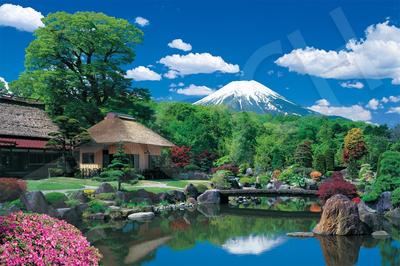 Epoch 1000 Piece Jigsaw Puzzle Mt. Fuji and Oshino Village - Yamanashi (50x75cm) 09-051s with Glue and Spatula with Score Ticket EPOCH