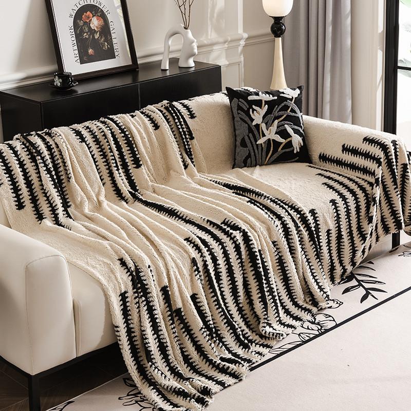 Simple Fashion Sofa Towel Mat Thicken Plush Non-slip All-inclusive Corner Seat Cover Winter Warm Couch Cushion for Living Room