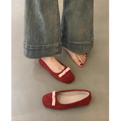 French Bow Round Head Ballet Shoes Girl 2025 Summer New Fairy Shoes Flat Gentle Evening Shoes Single Shoes