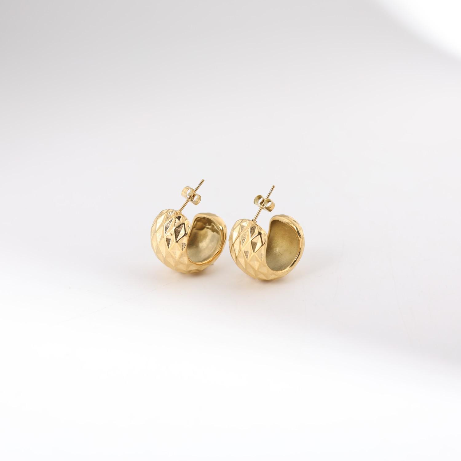 French Style Geometric Titanium Steel Mirror Earrings - Eco-friendly, Light Luxury, Hollow Design
