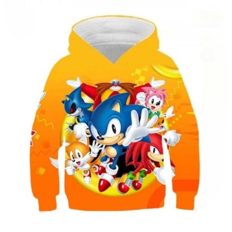 Podzimní 3D mikiny s potiskem Sonic the Hedgehog Módní Ležérní Sportovní Dlouhý rukáv Dětské Chlapecké Mikiny s kapucí