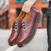 Mens British Retro Wide Round-Toe Derby Shoes Chunky Platform Casual Leather Boots Trendy Streetwear Footwear For Wide Feet