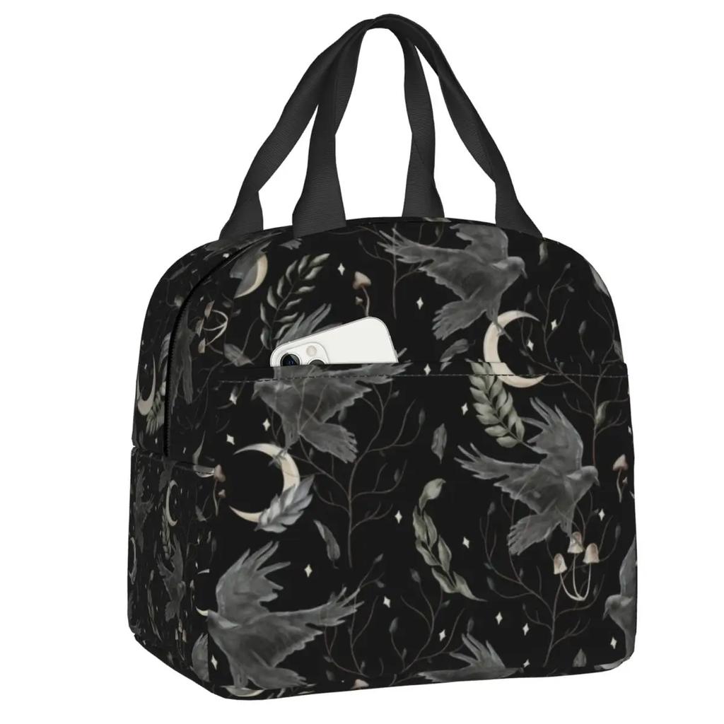 Herb  Insulated Lunch Tote Bag for Women Halloween Witchy Spooky Cat Cooler Thermal Food Lunch Box Outdoor Camping Travel