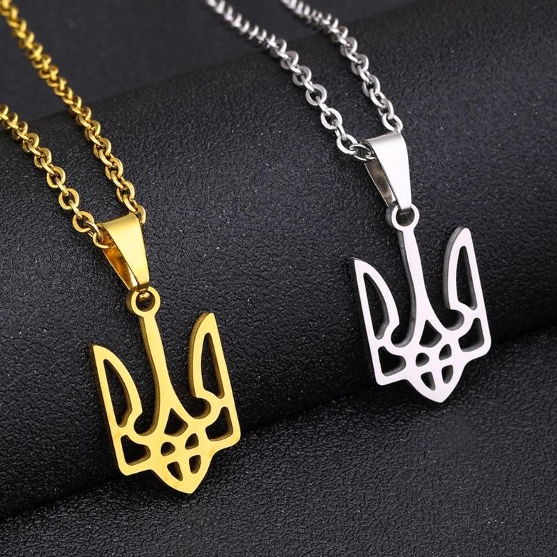 Ukraine National Emblem Necklace Party Jewelry Stainless Steel Pendant Necklace Simple Ukrainian Symbol Necklace