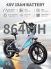 ONESPORT OT08 Elektrické kolo 500W Motor 48V 18Ah Baterie 20palcové Tlusté Pneumatiky E-Bike s Hydraulickou Kotoučovou Brzdou pro Všechny Terény