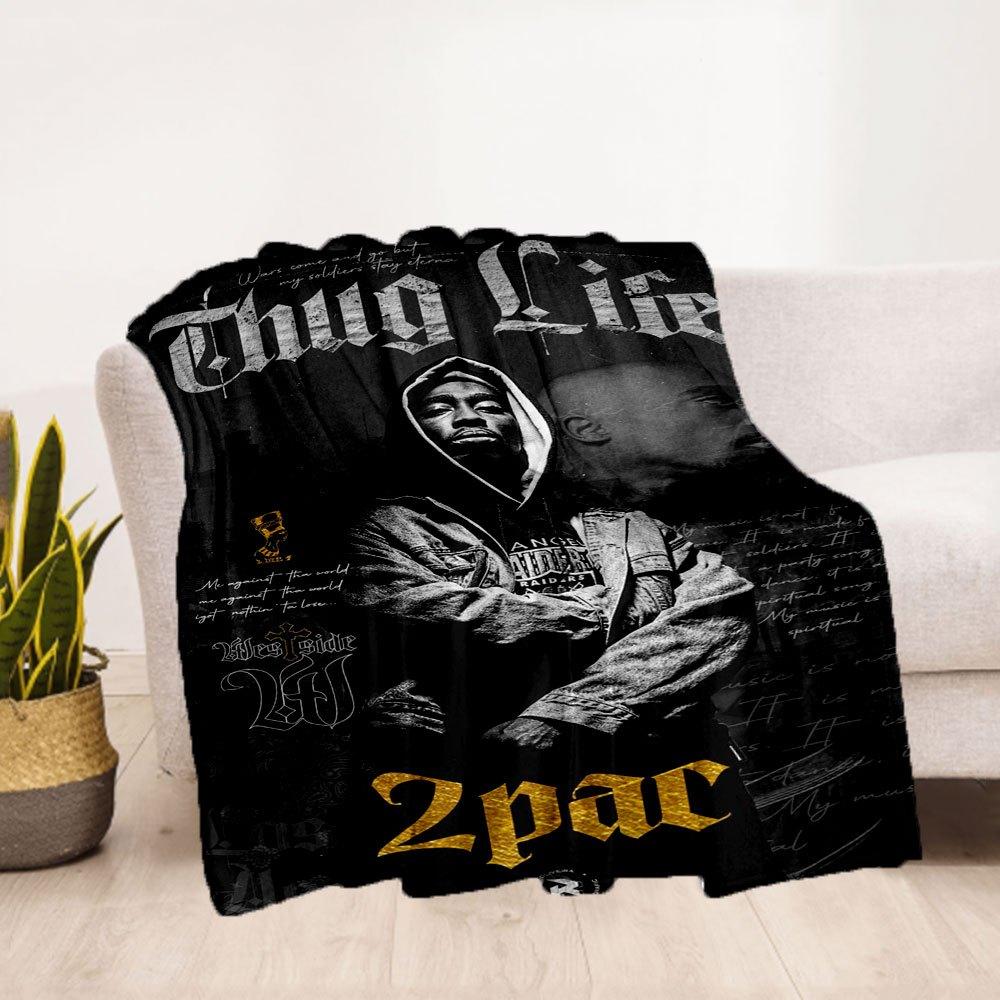 """Thug Life""": Tupacs Vermächtnis Hoodie - Streetwear Mode"Decke Flanell Überwurfdecke für Sofa, Bett, Reisen, Camping, Büro, Couch, Stuhl, A