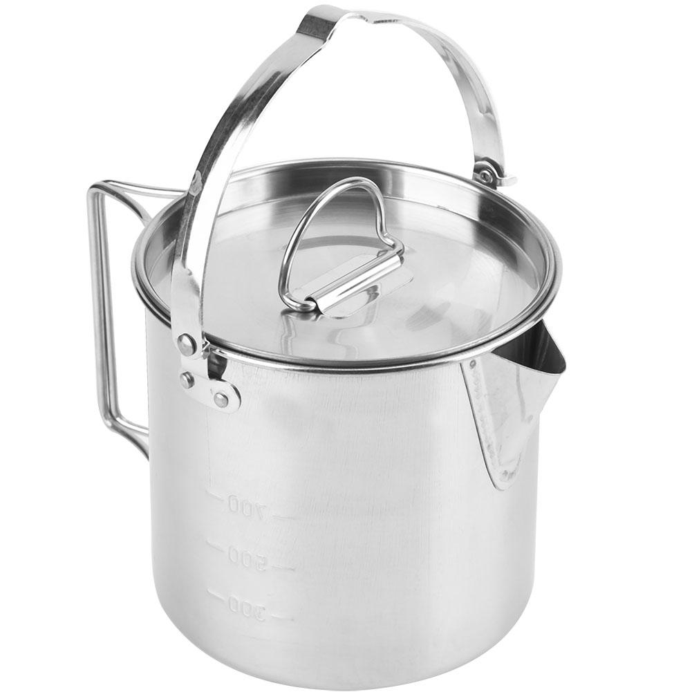 1.2L Outdoors Portable Folding Stainless Steel Kettle Cookware Coffee Tea Picnic Camping Pot