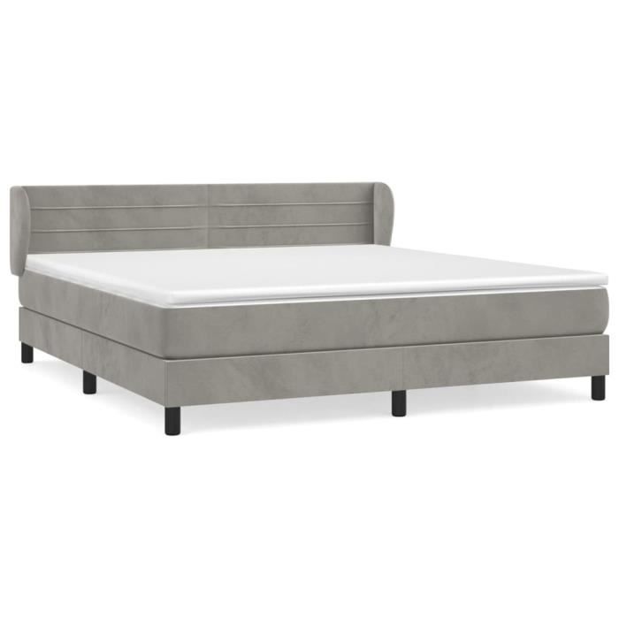 3127565 vidaXL Divan Bed and Mattress Light Grey 180x200cm Velvet