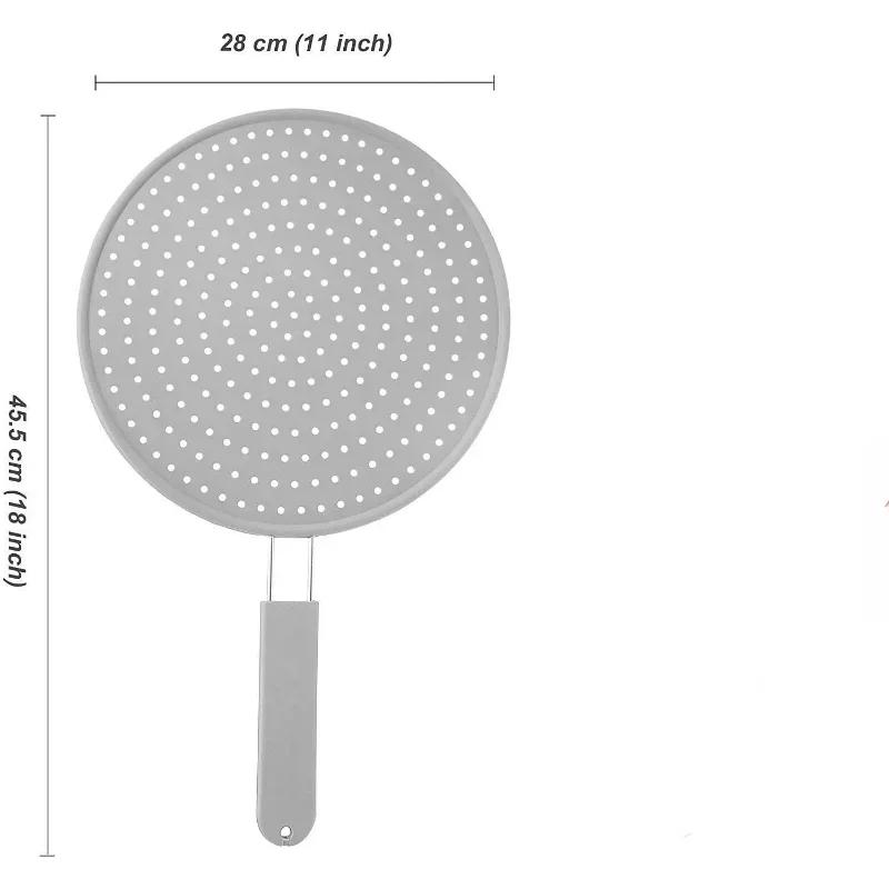 Silicone Kitchen Splatter Screen with Handle Heat-resisting Oil Splash Guard Drain Board Cover Kitchen Frying Pan Cooking Tools