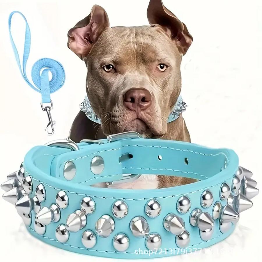 

Explosive Pet Collars Bullet Nails Riveted Dog Collars Dog Chains Punk Dog Collars XS світло-синій колір