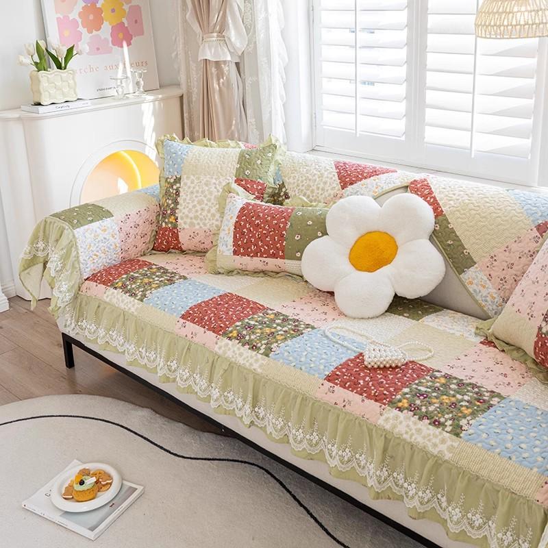 Pastoral Non-slip Sofa Cushion Four Seasons Universal Pure Cotton Fabric Sofa Cushion Simple Cover Towel Cover Cloth