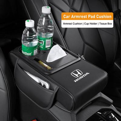 APP1 Car Armrest Cushion With Cup Holder & Tissue Organizer For CR-V Accord Civic HR-V Pilot Odyssey Fit Jazz Vezel CITY Freed