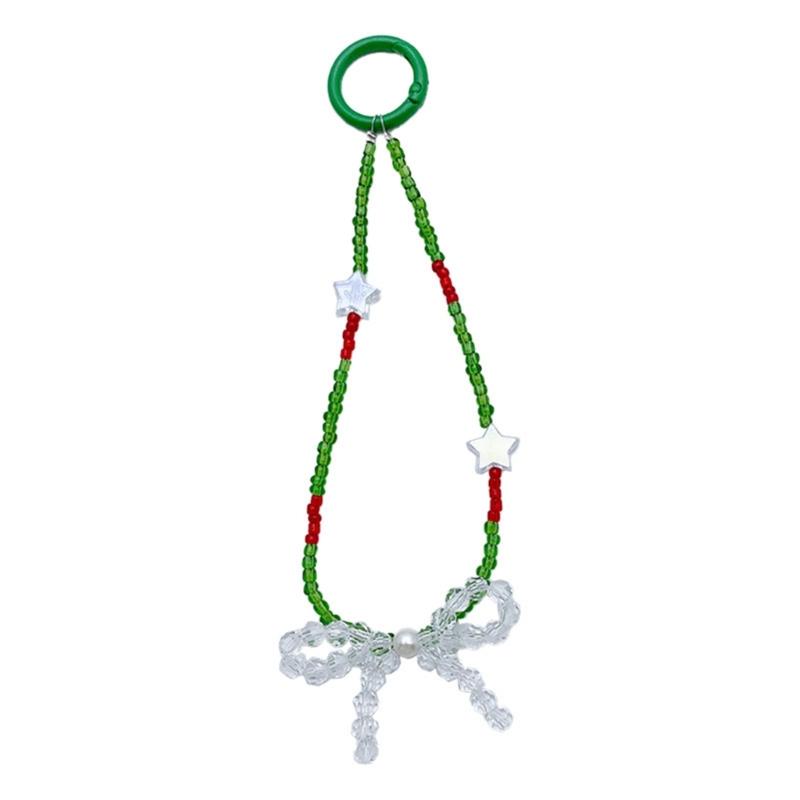 Fashion Beaded Bowknot Phone Charm Straps Car Keys Hanging Pendants Y2K Style Bag Decoration Lanyard Purse Accessories 1