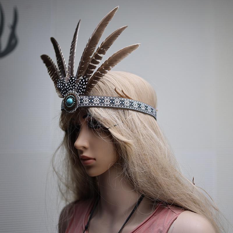 Indian Feather Headdress - Chief Hair Ornament for Children & Adults, Festival Performance Props