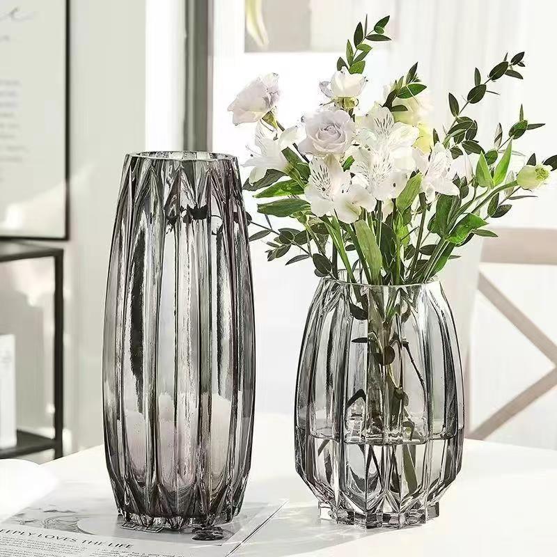 Lucky Bamboo Glass Vase for Flower Arrangements - Transparent Nordic Style, Ideal for Living Room Décor, Extra Large Size