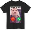 John Pork Lustige Antwort Anruf Telefon T-Shirt, Brainrot T-Shirt