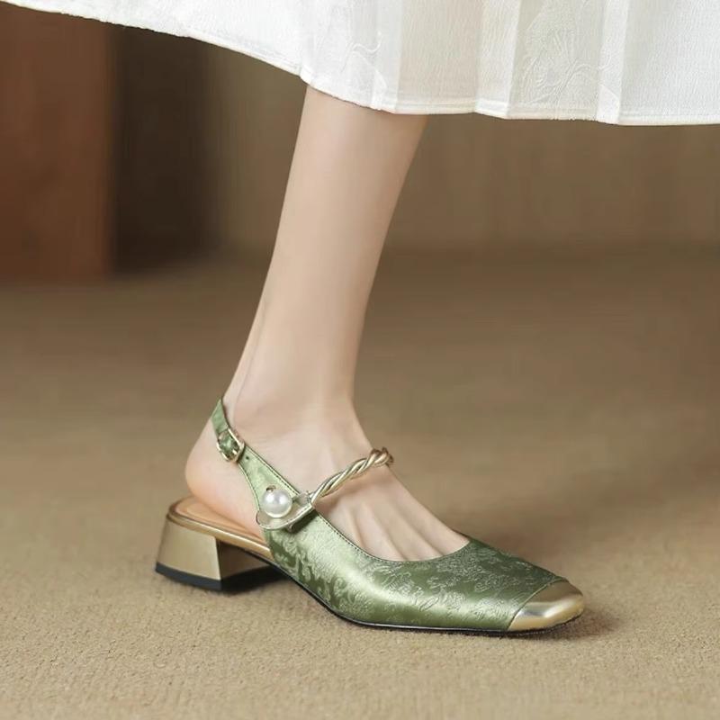 Fashion 2025 Spring Women Pumps Shoes Fashion Shallow Buckle Ladies Elegant Low Heel Shoes Thick Heel Round Toe Women's Mary Jane Shoes