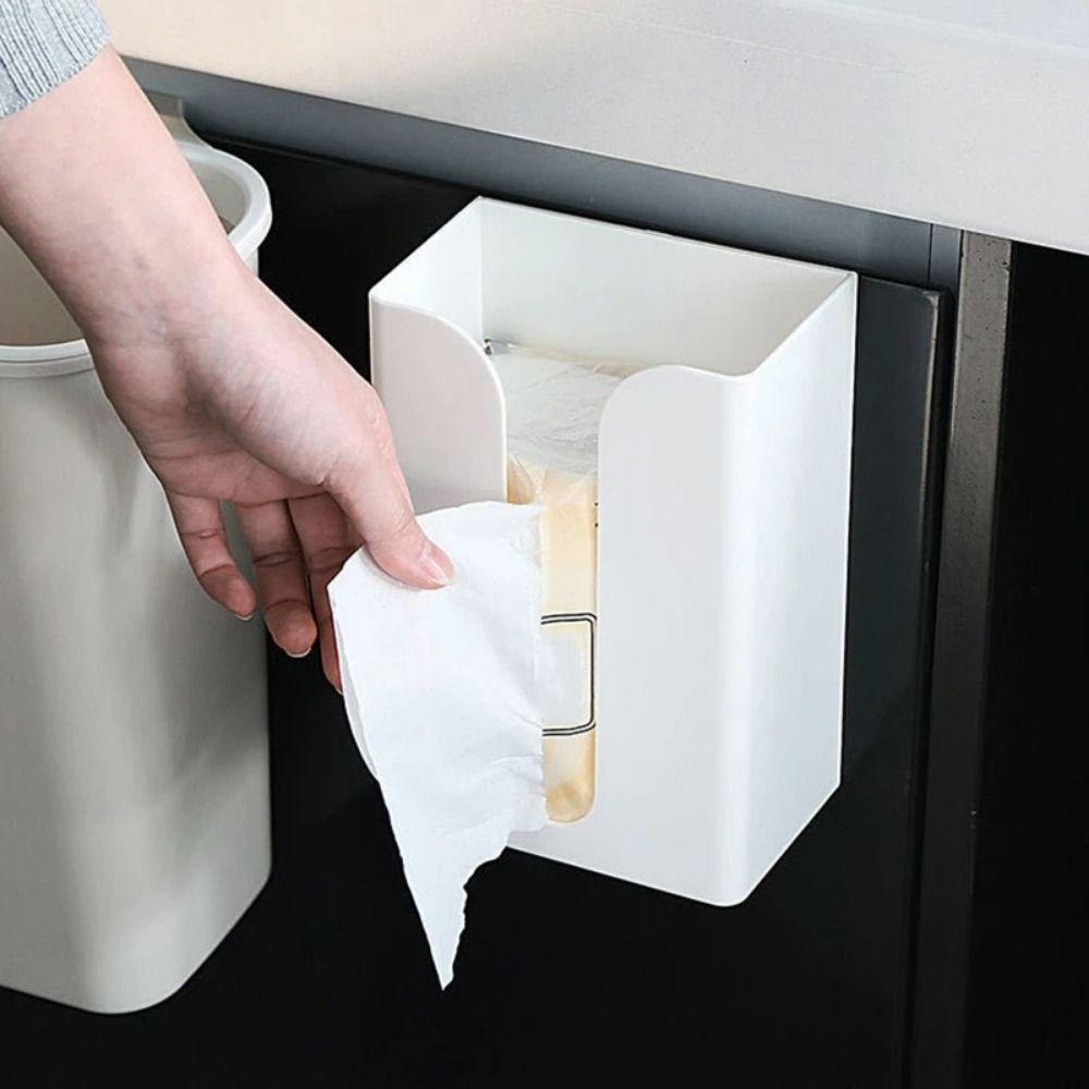 Self Adhesive Wall Mounted Tissue Box Space-saving Tissue Storage Box Living Room