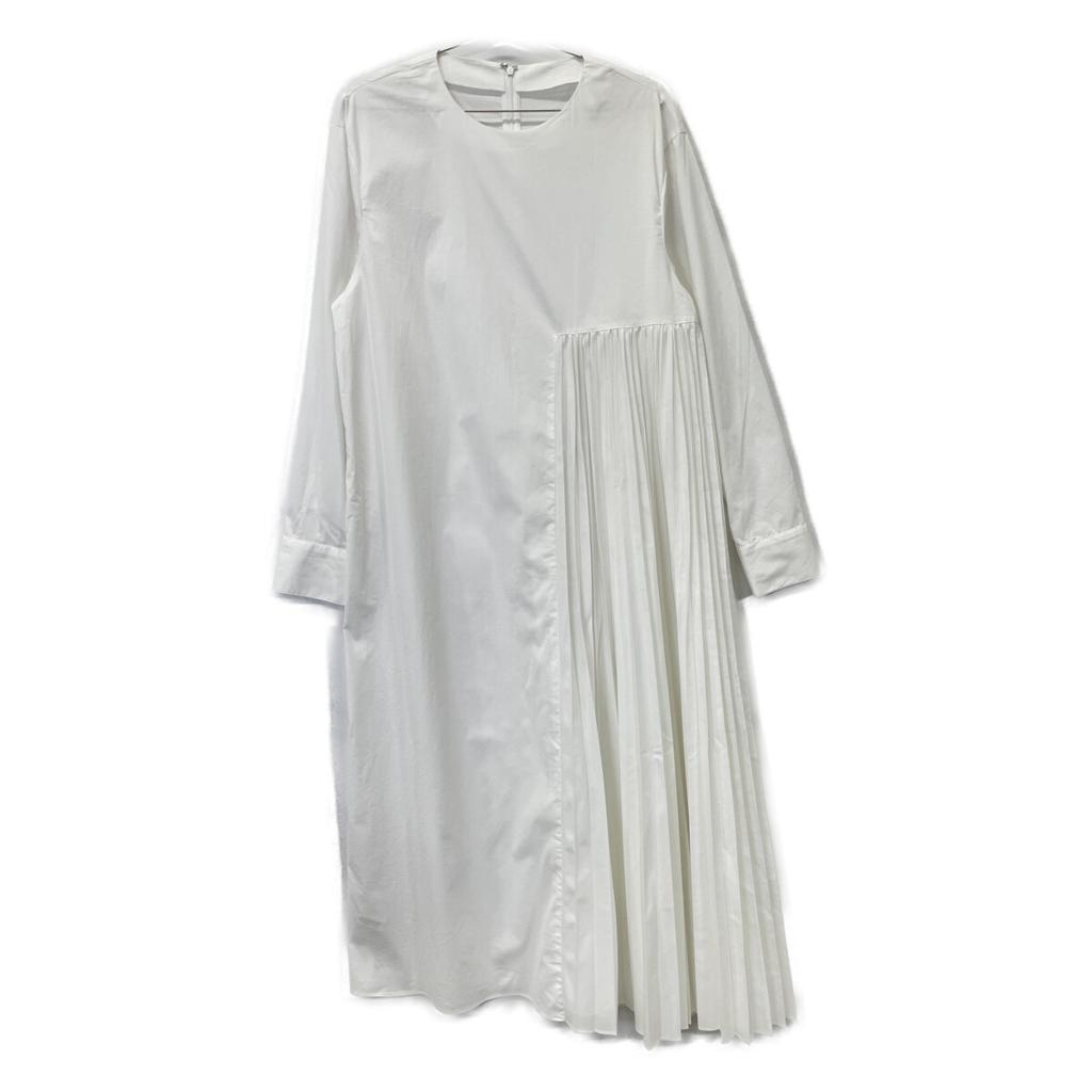 ELENDEEK 511960322701 Beige X White Pleated One-Piece Asymmetrical Knit Set Dress F Beige X whiteUsed