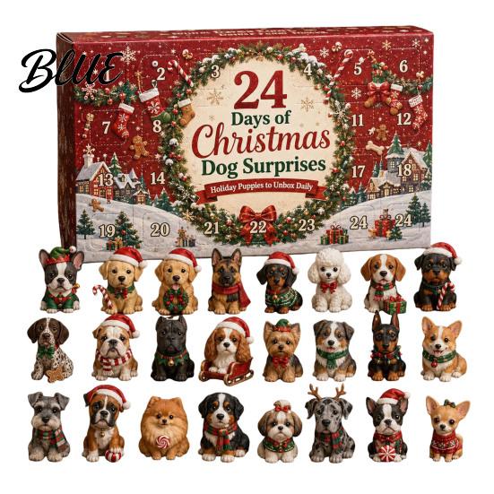 Weihnachts-Adventskalender 2026 Hunde-Kalender, 24-tlg. Acryl-Anhänger-Set mit Mini-Welpen, Festliche Raumfiguren, 2D Flache Baum-Hänge-Countdown