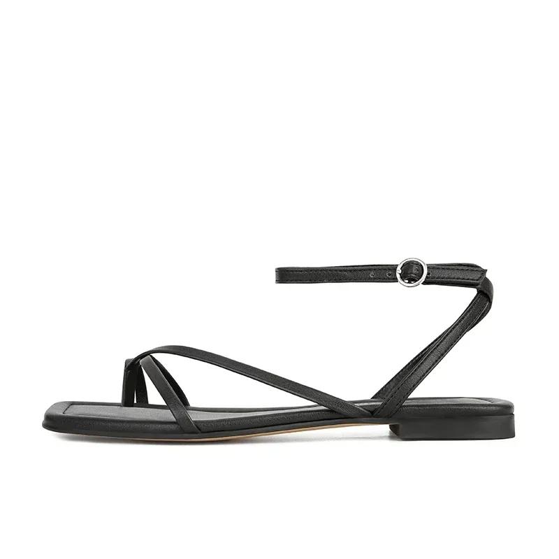 2025 New Women Sandal Fashion Open Toe Narrow Band Ladies Elegant Gladiator Shoes Outdoor Dress Flats Sandalias