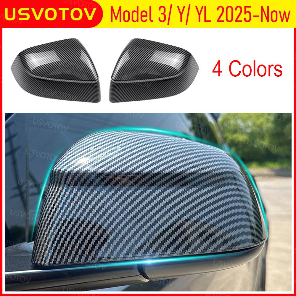 USVOTOV Rearview Side Mirror Guard Cover for Tesla Model 3 Y YL Accessories 2026 2025 Anti-Scratch Protector A Sportier Trim Cap
