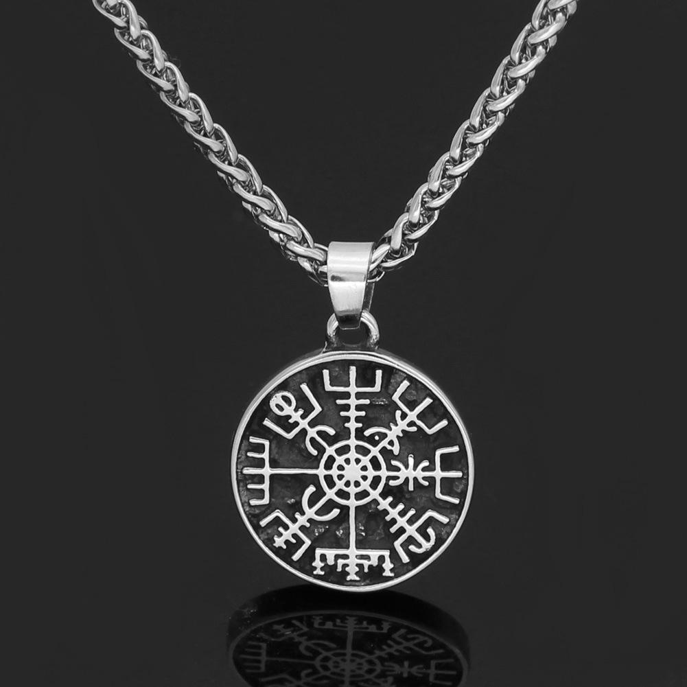 Nordic Viking Compass Retro Pendant Necklace - Trendy Men's Long Amulet Jewelry