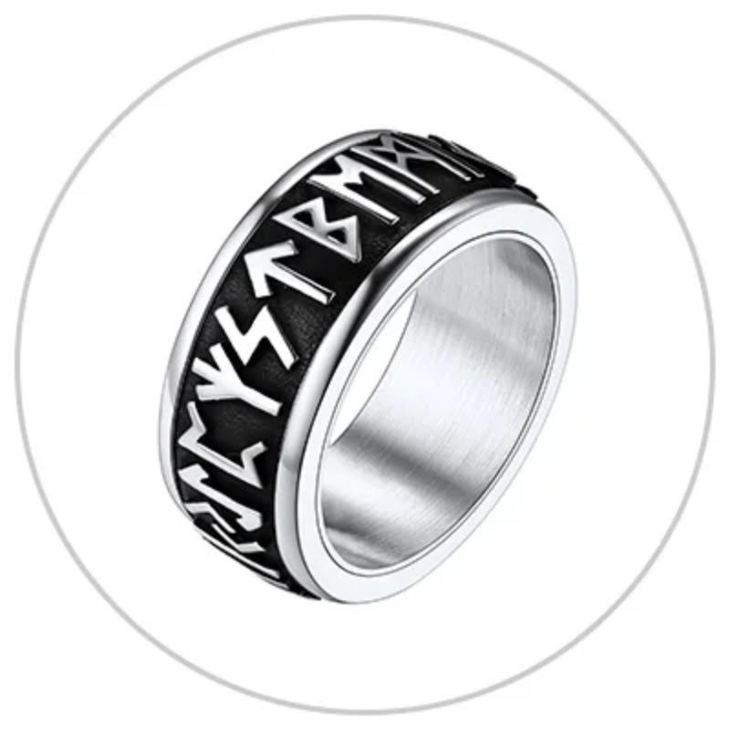 

ChainsPro Норвежские Руны Викингов Вращающееся Кольцо из Нержавеющей Стали Кольцо-Игрушка для Снятия Тревоги для Мужчин 7 серебряный