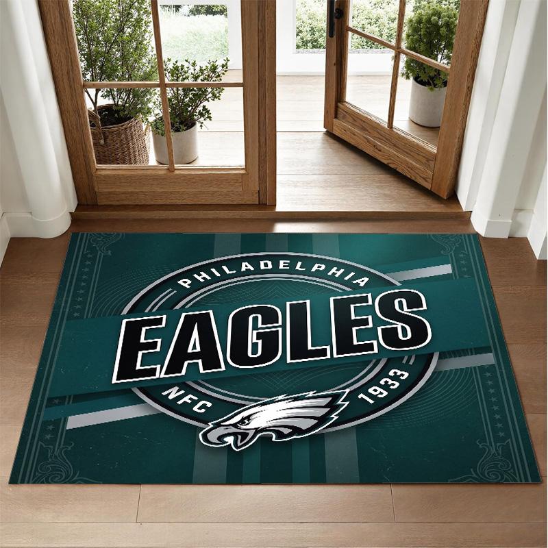 Philadelphia Eagles Design Crystal Velvet Rug Soft Decorative Mat for Bedroom Entrance