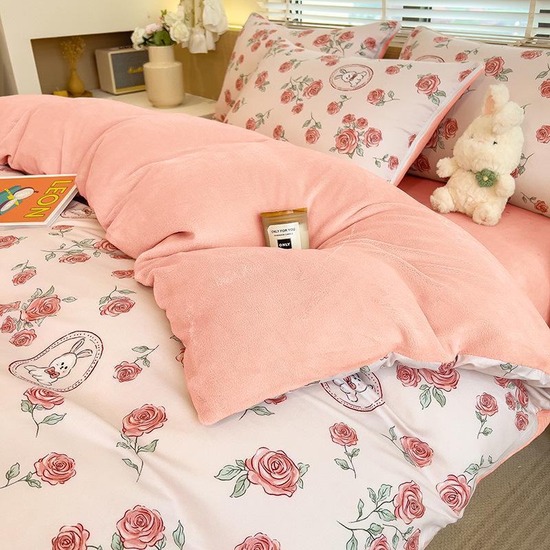 Winter Skin-Friendly Thick Milk Velvet Duvet Cover - Cozy, Warm & Ideal for Sleeping Naked in Dorms