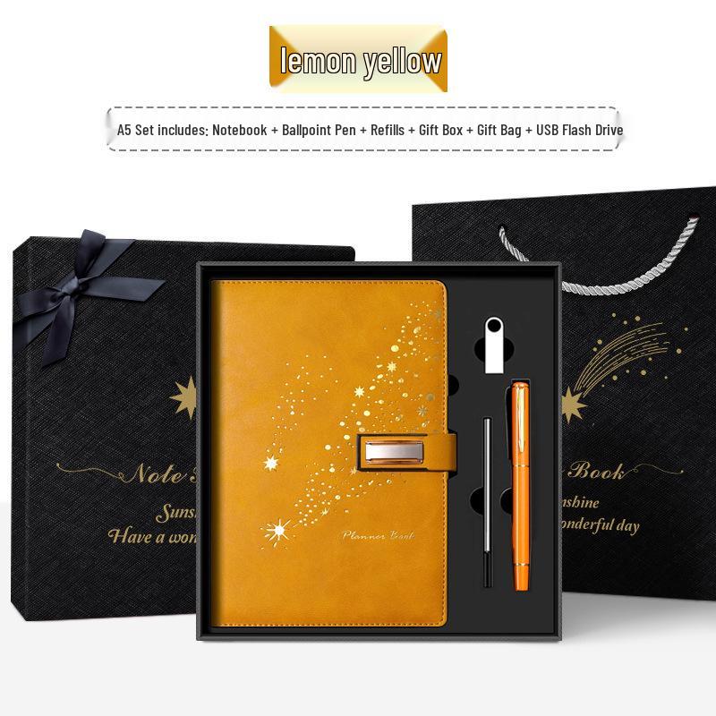 Set de regalo de cuaderno Star Double Line 2026: Libro de registro de reuniones de negocios y oficina de mayor grosor