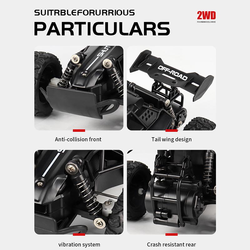 ZWN 1:16 2.4Gh Model RC Car With LED Lights 2WD Off-road Remote Control Climbing Vehicle Outdoor Cars Toys for Boys Girls Gifts