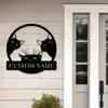 Custom Black Cat Trio Metal Wall Art, Personalized Names Sign, Rustic Home Decor for Veranda Yard, Gift