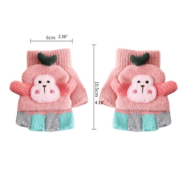 Outdoor Riding Warm Mittens Soft Elastic Knitted Half Finger Glove for Girls Boys Candy Color Cute Gloves