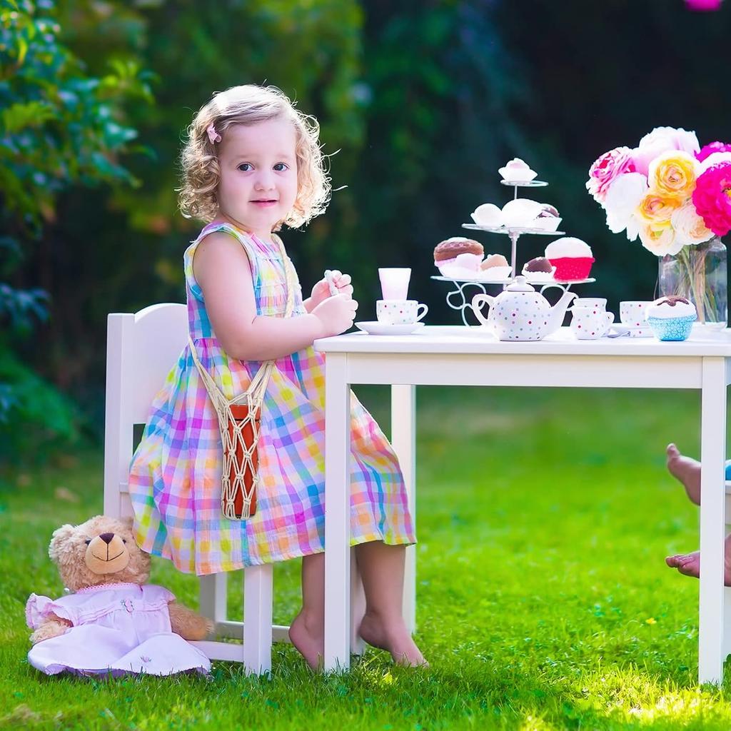 Lothee 2 Pcs Macrame Water Bottle Carrier Cotton Water Bottle Bag Long Strap Boho Water Bottle Holder Woven Macrame Bottle Holder for Adult Sling