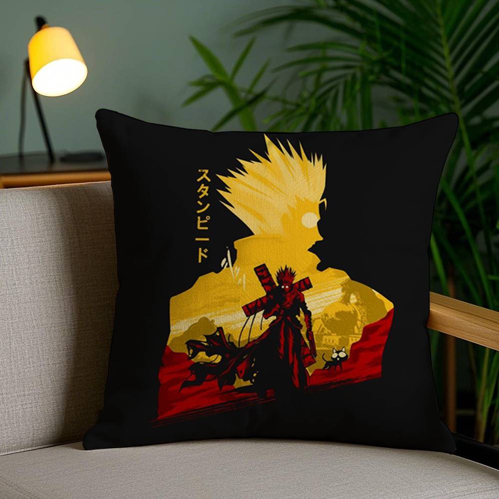 Cool Anime T-Trigun Pillow Case Sofa Short Plush Double-sided HD Printing Room Home Office Gift Cushion Cover