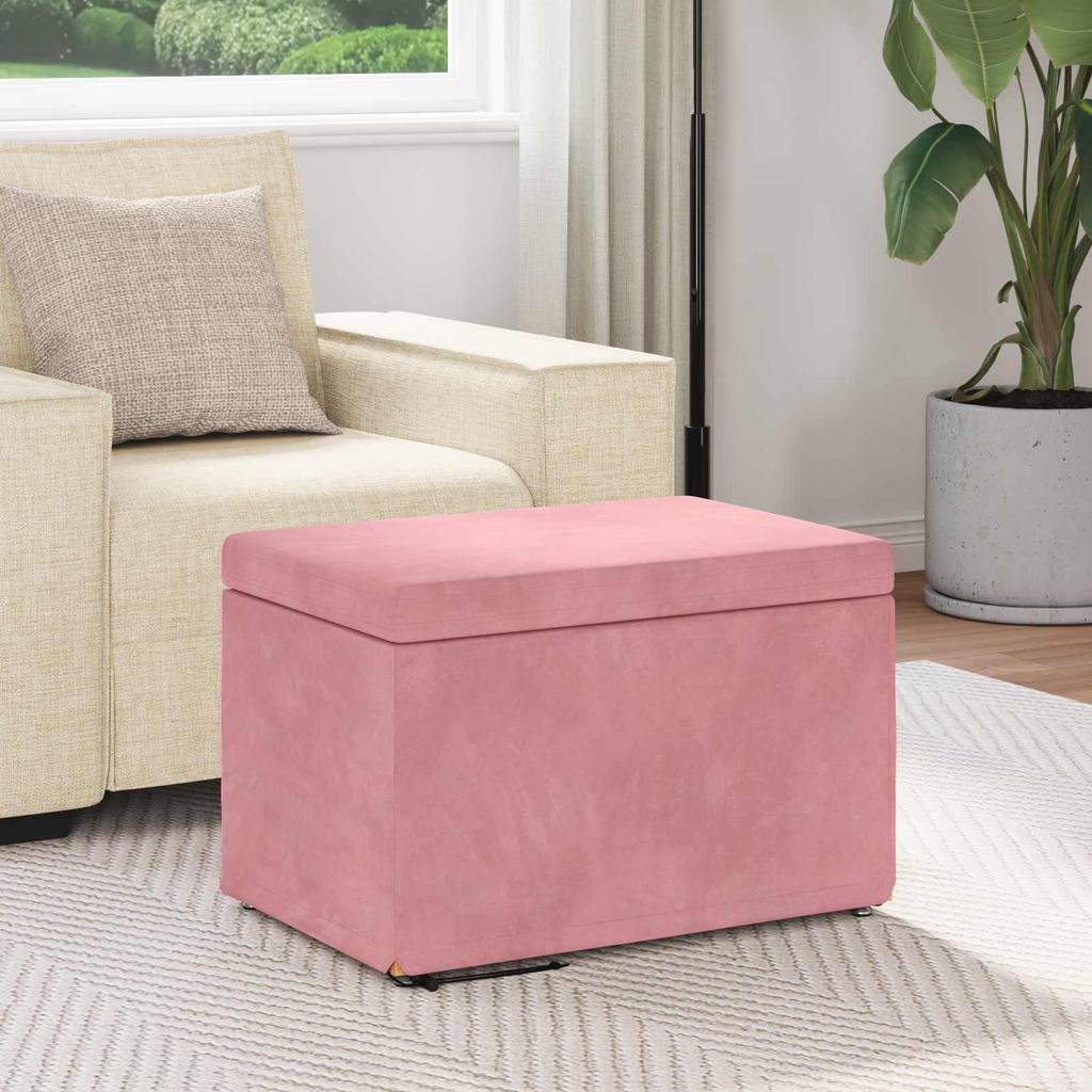 Pink Stool 61 x 41 x 40 cm Velvet and Engineered Wood