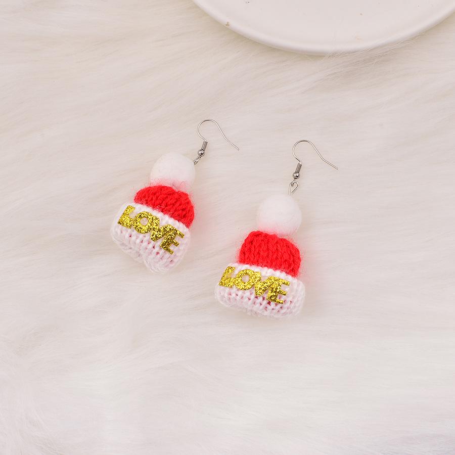 Creative Christmas Mini Wool Hat Earrings - Cute Winter Holiday Decoration