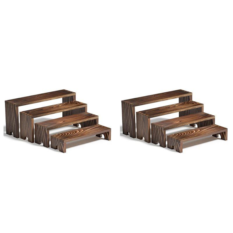 2 Set Large Wooden Tiered Riser Display Stands For Vendor,Events,Stackable Wooden Cupcake Stand,Farmhouse Decor