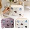 Portable Embroidery Cosmetic Bag Multifunctional Nylon Makeup Bag Large Capacity Lipstick Organizer Cases