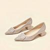 Temperament Fashionable Pointed Thick Heel Single Shoes Women's New Shallow Mouth Versatile Comfortable Professional Medium Heel High Heels