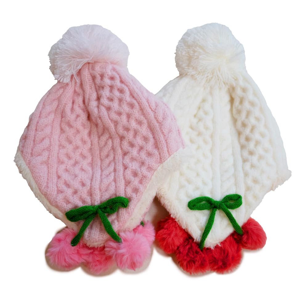 Happy Knitted Cherry for Boys and Baby Fur Number Beans! Hat, Design, Girls, Warm, (JP, Size, 46.0 cm, 50.0 cm, Pink)