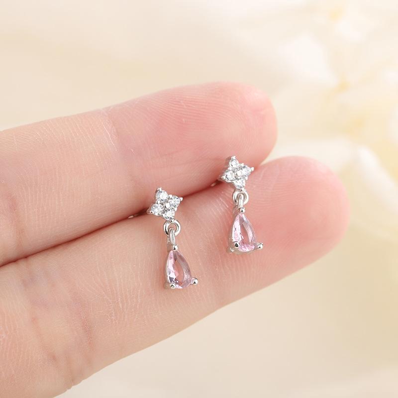 S925 Silver Teardrop Stud Earrings With CZ Diamonds Elegant Minimalist Design Chic Feminine Jewelry For Women