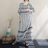 Short Sleeve Plus Size Cotton Vintage Floral New In Dresses for Women Casual Loose Long Summer Dress