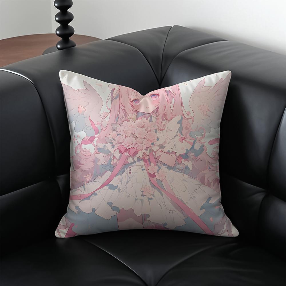 C-Cupid Angel Pillow Kawaii Anime Cushion Cushion Cover Pillow Case Anti-Dustmite Invisible Zipper Silky Plush Cushion