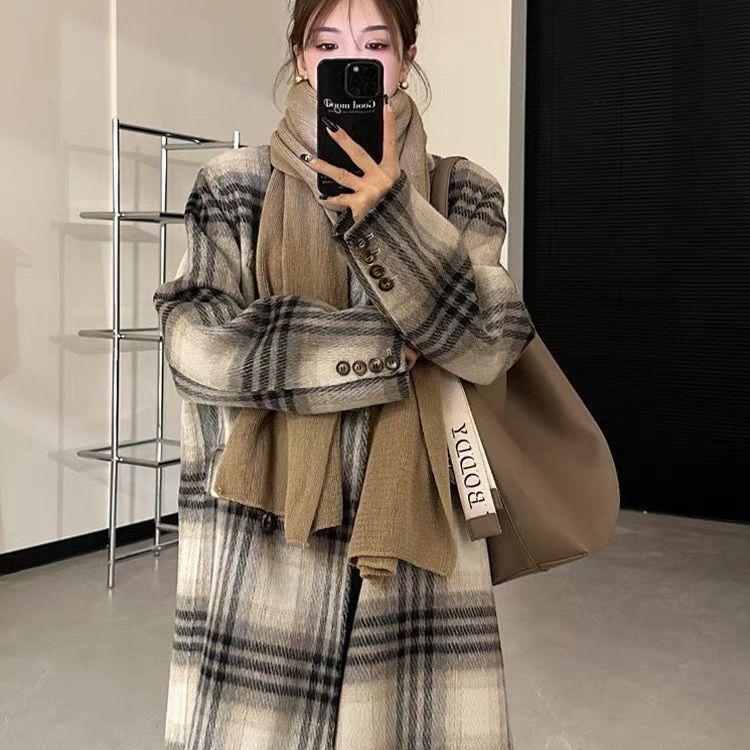 

2025 Осень/Зима Утепленное Шерстяное Длинное Пальто для Женщин - Длина Ниже Колена, Стиль Колледжа S under 52.5kg