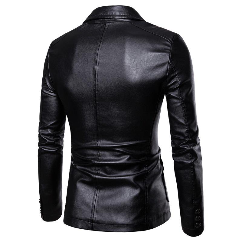 Jachetă din Piele PU Mărimi Mari pentru Bărbați Meikeduo - Guler Business Casual Tineresc pentru Primăvară și Toamnă