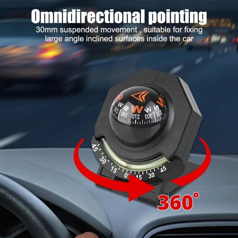 High Precision Car Mounted Compass Ball with Slope Meter, Car Dashboard Compass 2-in-1 Foldable Suitable for Vehicles and Ships