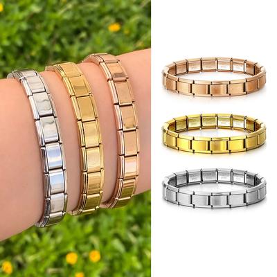 Bracelet Chaîne à Maillons Charmes Italiens Élastique Mode Simple Acier Inoxydable pour Femmes Hommes Bracelet Coloré au Poignet Bijoux DIY Cadeau